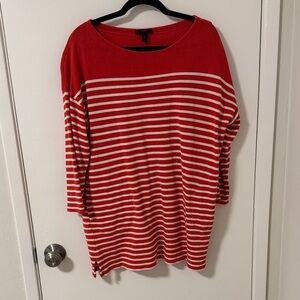 J. Crew Red and White Striped Long Sleeve Top